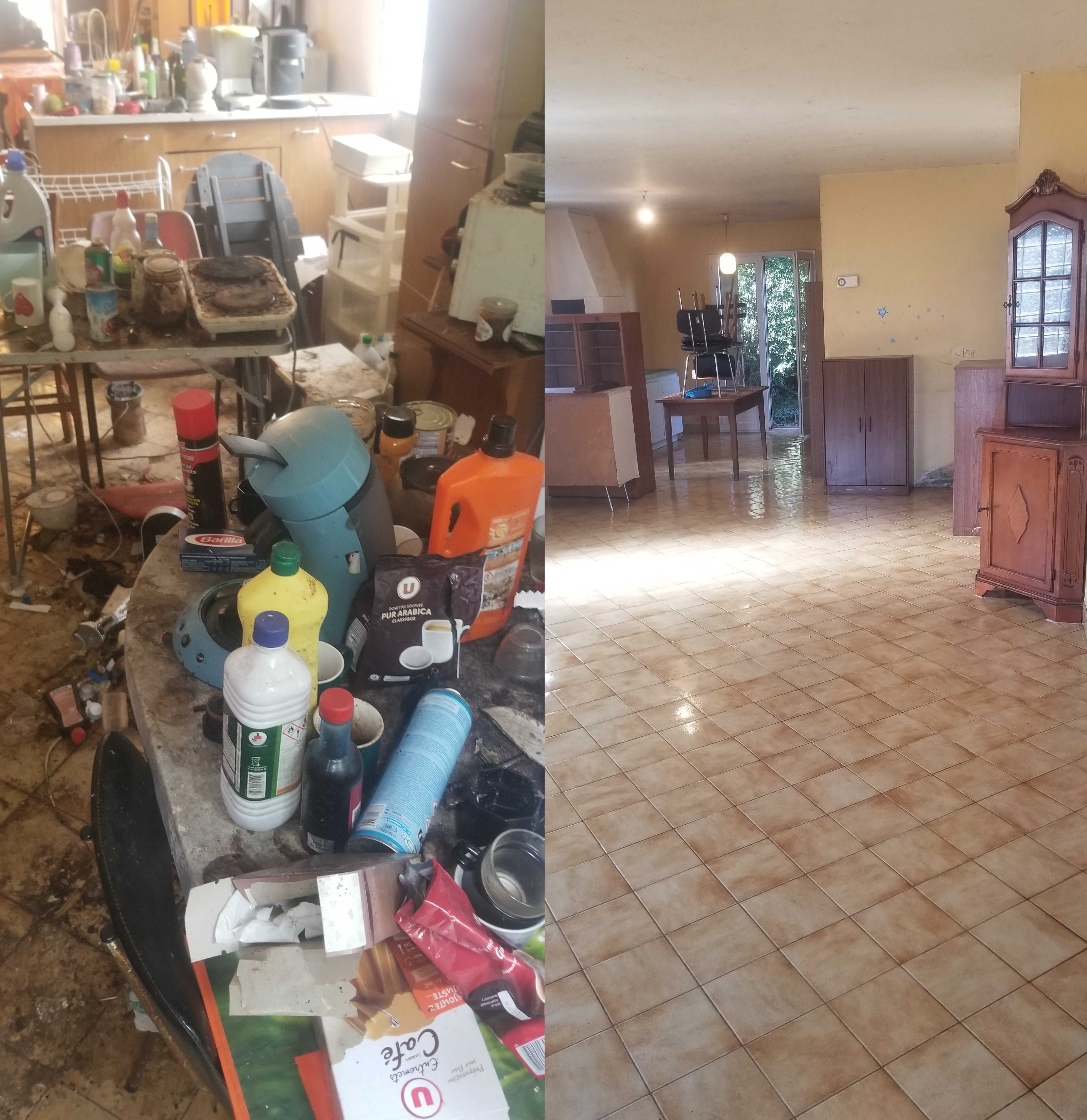 Chantier 2 : résultat avant et après intervention de nettoyage